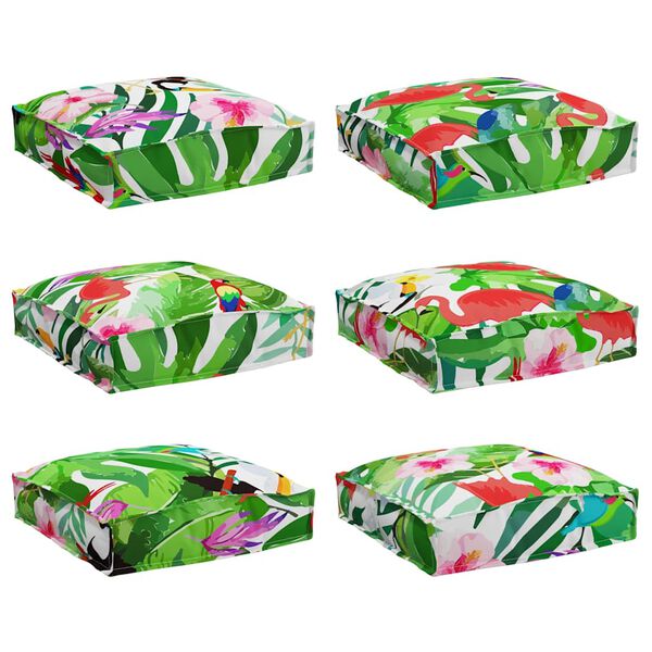 vidaXL Almofada Floral 6 pcs Multicolor 40 x 40 x 8 cm Tecido Oxford