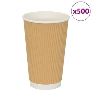 vidaXL Copos de caf&eacute; de papel 500 pcs 16oz 400ml castanho