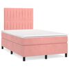 vidaXL Cama box spring c/ colch&atilde;o luzes e LED 120x190 cm veludo rosa
