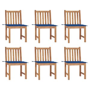 vidaXL Cadeiras de jardim 6 pcs c/ almofad&otilde;es madeira de teca maci&ccedil;a