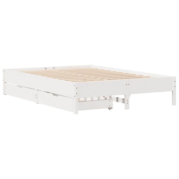 vidaXL Cama sem colch&atilde;o 140x200 cm madeira de pinho maci&ccedil;a branco