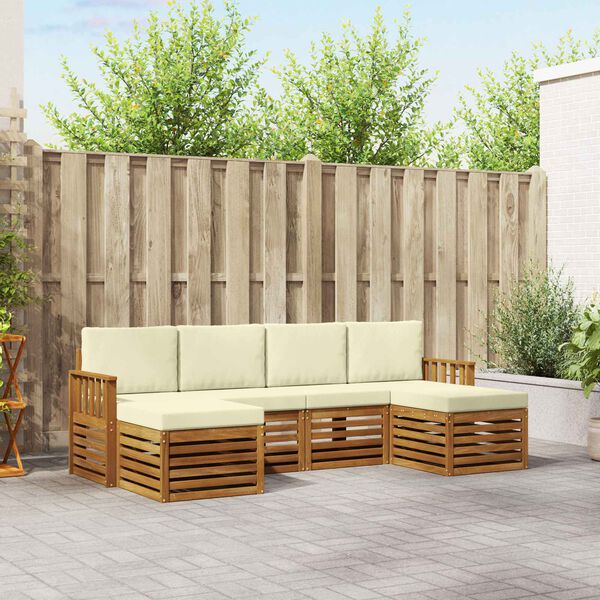 vidaXL Conjuntos de sof&aacute;s com almofada 6 pcs Natural e Creme