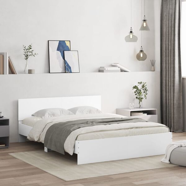 vidaXL Estrutura de cama com cabeceira 140x200 cm branco