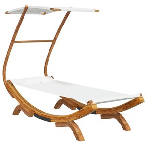 vidaXL Espregui&ccedil;adeira c/ toldo 100x190x134 cm madeira curva creme