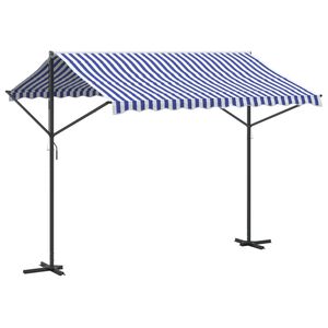 vidaXL Toldo de p&eacute; 300x300 cm tecido e a&ccedil;o azul e branco