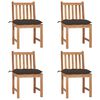 vidaXL Cadeiras de jardim c/ almofad&otilde;es 4 pcs madeira de teca maci&ccedil;a