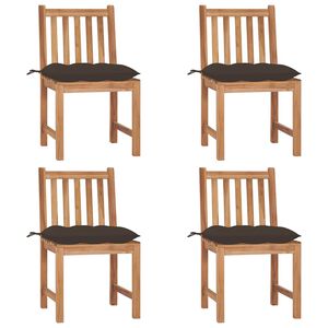 vidaXL Cadeiras de jardim c/ almofad&otilde;es 4 pcs madeira de teca maci&ccedil;a