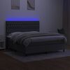 vidaXL Cama box spring c/ colch&atilde;o e LED 180x200 cm tecido cinza-escuro