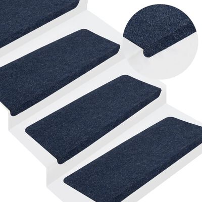 vidaXL Tapetes de escada autoadesivos 15 pcs 65x24,5x3,5 cm azul