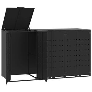 vidaXL Abrigo para 3 caixotes do lixo 207x79x117 cm a&ccedil;o preto