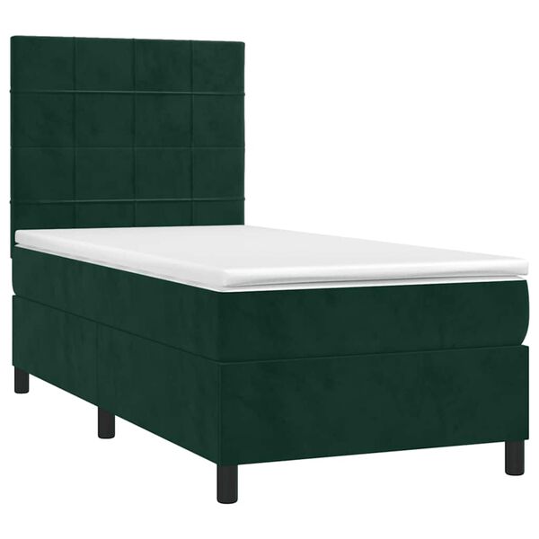 vidaXL Cama com molas/colch&atilde;o 80x200 cm veludo verde-escuro