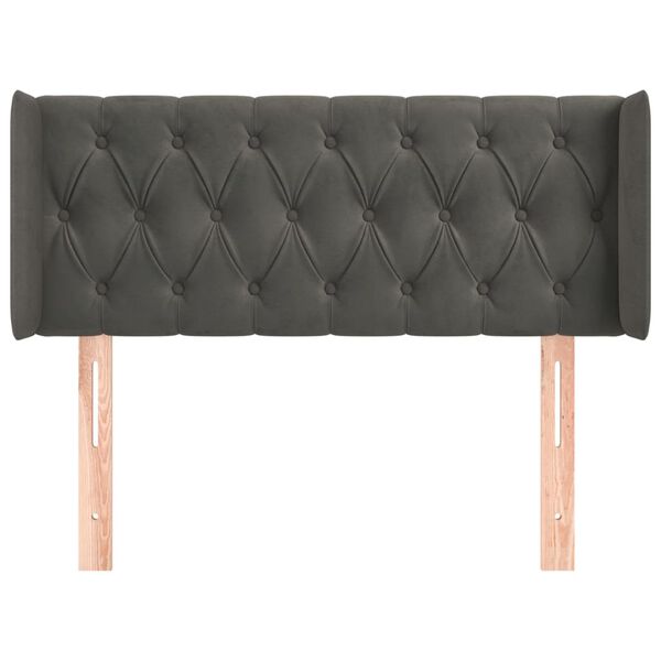 vidaXL Cabeceira de cama c/ abas veludo 93x16x78/88 cm cinzento-escuro