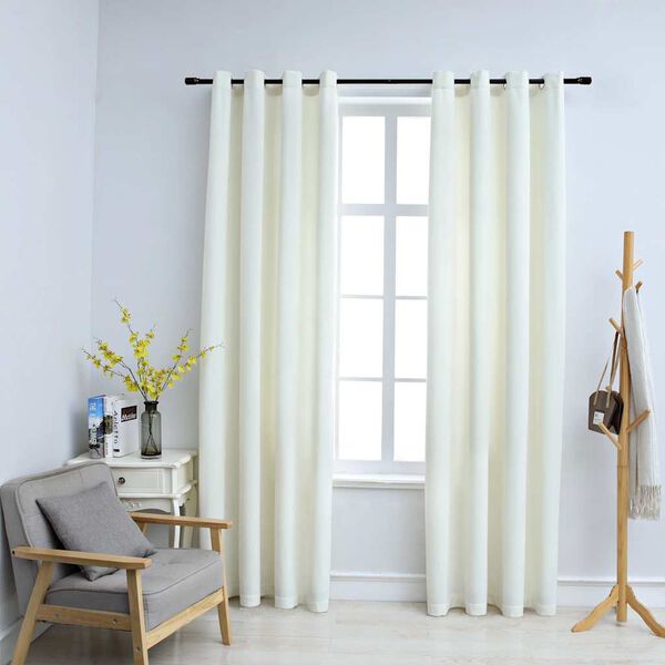 vidaXL Cortinas blackout com argolas 2 pcs 140x245 cm veludo creme