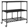 vidaXL Carrinho de cozinha 100x50x95 cm derivados de madeira preto