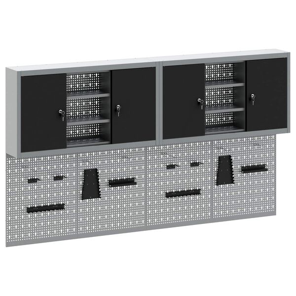 vidaXL Conjunto de Arm&aacute;rios de Ferramentas com prateleira 6 pcs Preto