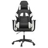 vidaXL Cadeira gaming couro artificial preto e branco