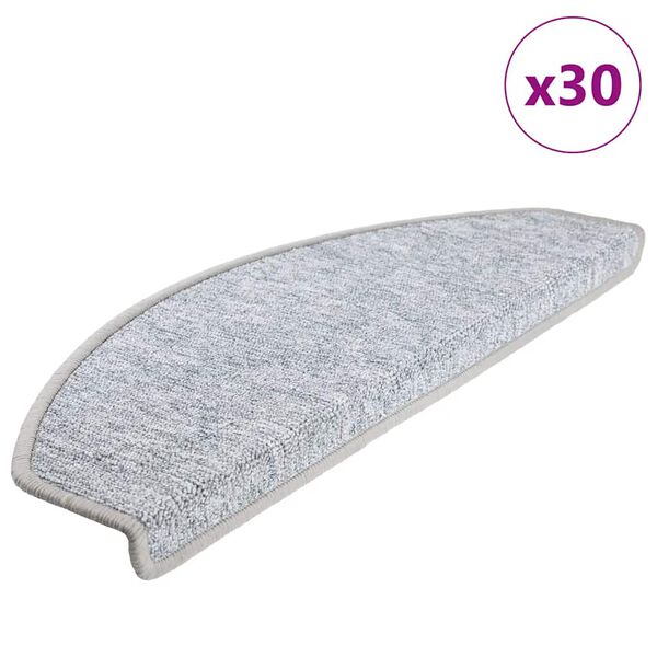 vidaXL Tapetes de escada 30 pe&ccedil;as 65x24x4 cm cinza claro semicircular grande