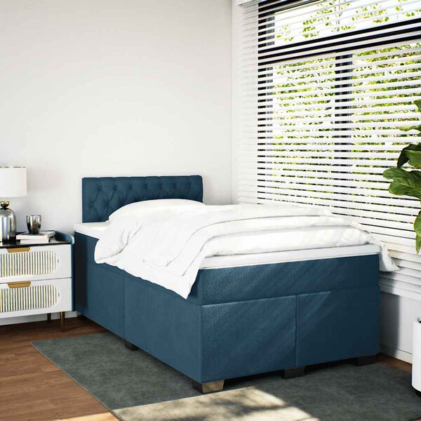 vidaXL Cama boxspring com colch&atilde;o 120x200 cm veludo azul