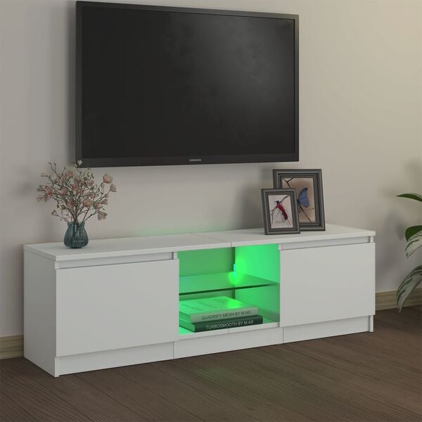 vidaXL Móvel de TV com luzes LED 120x30x36 cm branco