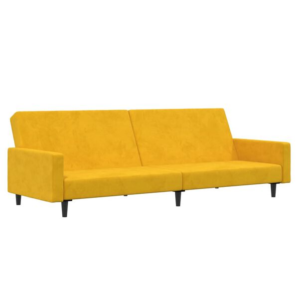 vidaXL Sof&aacute;-cama de 2 lugares veludo amarelo
