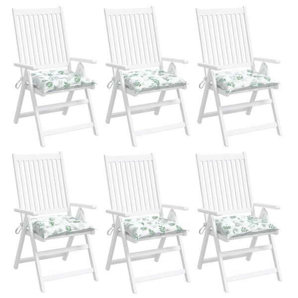 vidaXL Almofad&otilde;es para cadeira 6 pcs 40x40x7 cm tecido padr&atilde;o folhas