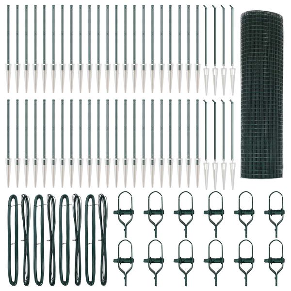 vidaXL Poste de Cerca Verde 100 x 0,4 m (rolo de malha de 12 x 12 mm)