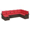 vidaXL Conjunto de Sof&aacute; de Jardim 8 unid. Marrom e Vermelho vime PE