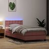 vidaXL Cama box spring c/ colch&atilde;o e LED 100x220 cm veludo Rosa