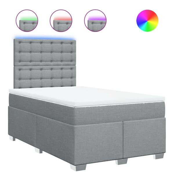 vidaXL Cama boxspring com colch&atilde;o 120x190 cm tecido cinzento-claro