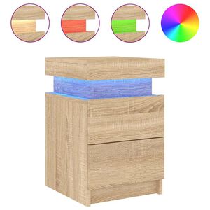 vidaXL Mesa de cabeceira com luzes LED 35x39x55 cm carvalho sonoma