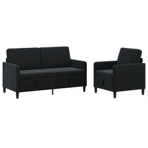 vidaXL Conjunto de Sof&aacute; com Armazenamento 2 unid. Preto Poli&eacute;ster