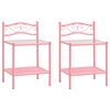 vidaXL Mesas de cabeceira 2 pcs metal rosa e vidro transparente