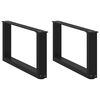 vidaXL P&eacute;s para mesa de centro em formato de U, 2 pe&ccedil;as, preto, 70x(30-31) cm, a&ccedil;o