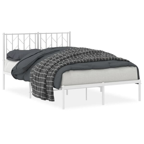 vidaXL Estrutura de cama com cabeceira 120x200 cm metal branco