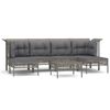 vidaXL 7 pcs conjunto lounge de jardim c/ almofad&otilde;es vime PE cinzento