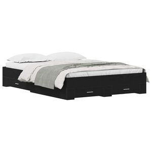 vidaXL Estrutura da Cama com gaveta Carvalho Preto 140 x 190 cm