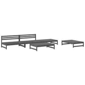 vidaXL 5 pcs conj. lounge de jardim madeira de pinho maci&ccedil;a cinzento