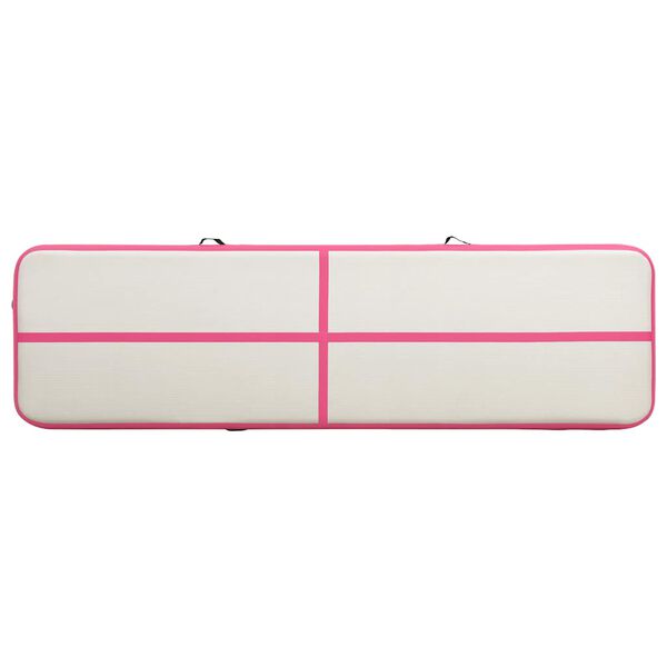 vidaXL Colch&atilde;o de gin&aacute;stica insufl&aacute;vel c/ bomba 800x100x20 cm PVC rosa