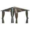 vidaXL Gazebo c/ cortinas e cord&otilde;es luzes LED 3x3 m alum&iacute;nio cinza-ac.