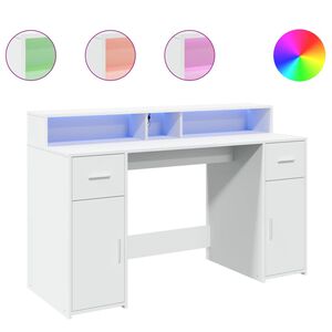 vidaXL Secret&aacute;ria c/ luzes LED 140x55x91 cm derivados madeira branco