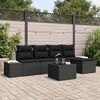 vidaXL Conjunto de Sof&aacute; de Jardim com almofada 6 pcs Preto vime PE