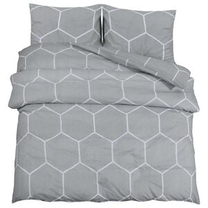 vidaXL Conjunto de capa de edred&atilde;o 140x200 cm algod&atilde;o cinza