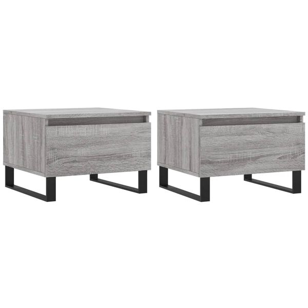 vidaXL Mesas de centro 2 pcs 50x46x35cm deriv. madeira cinzento sonoma