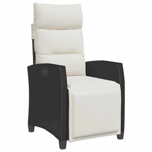 vidaXL Cadeira de jardim reclin&aacute;vel com mesa de apoio vime PE preto