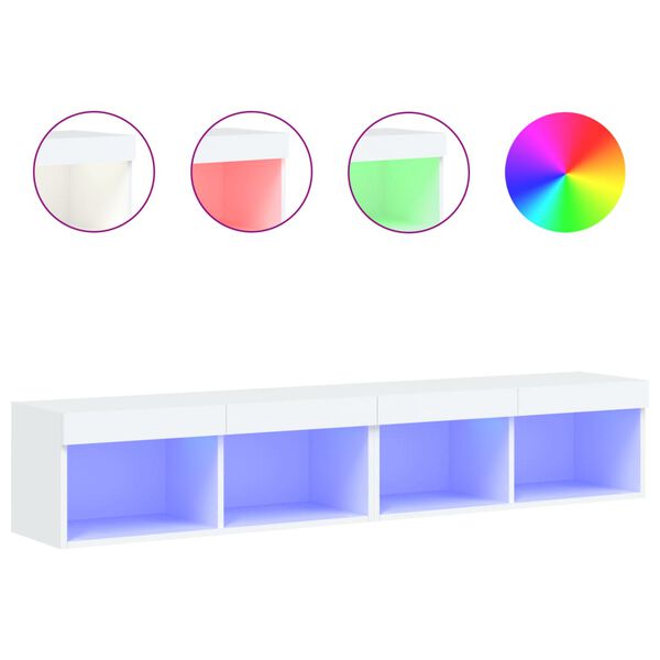 vidaXL M&oacute;veis de TV com luzes LED 2 pcs 80x30x30 cm branco