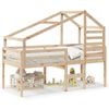 vidaXL Cama alta com telhado 80x200 cm pinho maci&ccedil;o