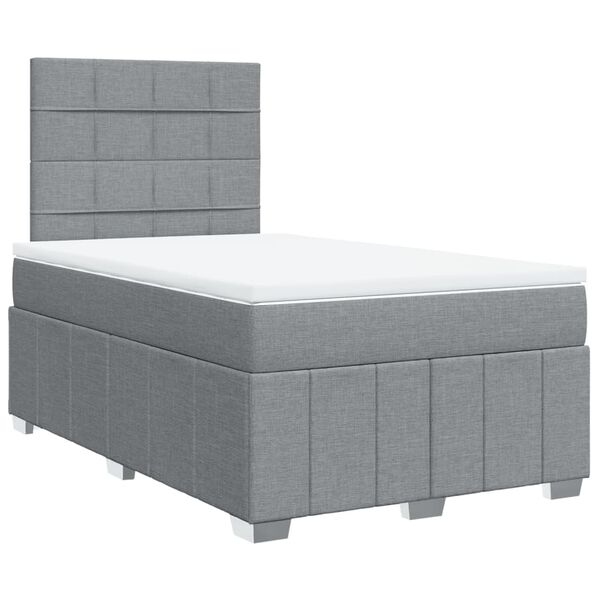 vidaXL Cama boxspring com colch&atilde;o 120x190 cm tecido cinzento-claro