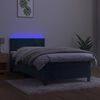 vidaXL Cama box spring c/ colch&atilde;o/LED 90x200 cm veludo azul-escuro