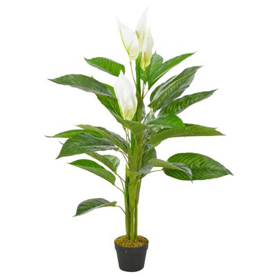vidaXL Planta antúrio artificial com vaso 115 cm branco