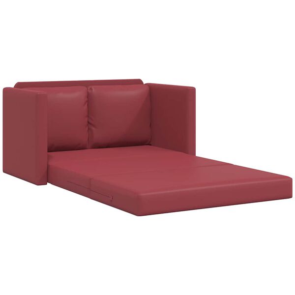 vidaXL Sof&aacute;-cama sem p&eacute;s 112x174x55 cm couro artificial vermelho tinto